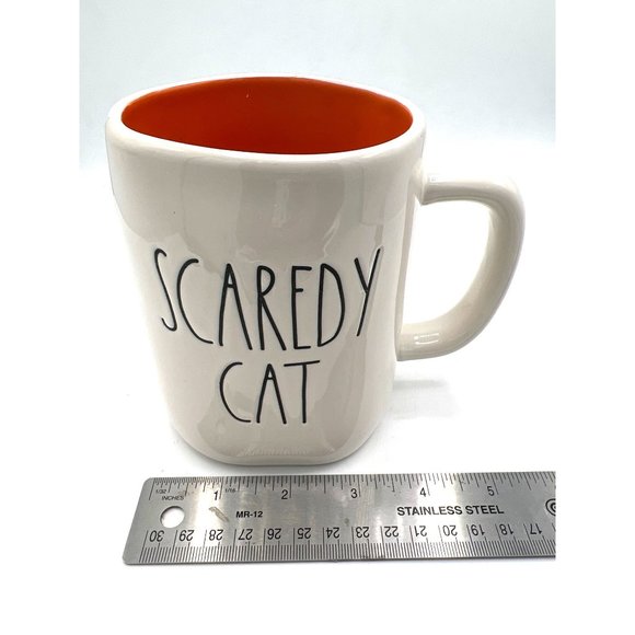 New Rae Dunn Double Sided Scaredy Cat Halloween Mug 16 oz - Picture 6 of 8